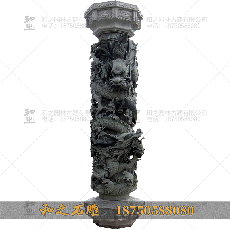 寺庙石雕龙柱图片