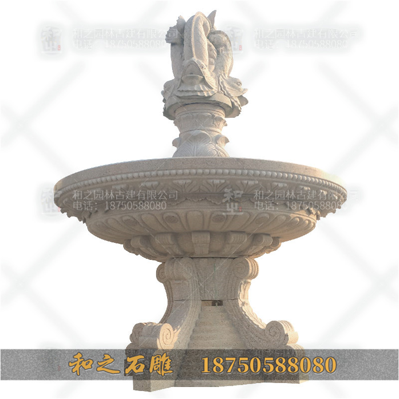 寺庙仿古水钵莲花石雕