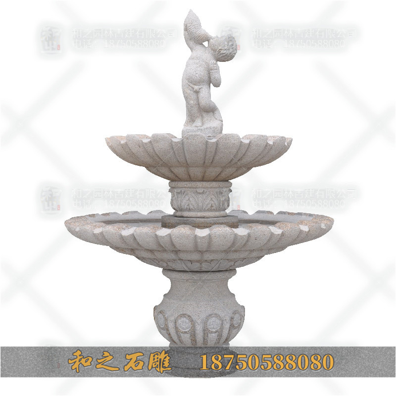 莲花石雕水钵