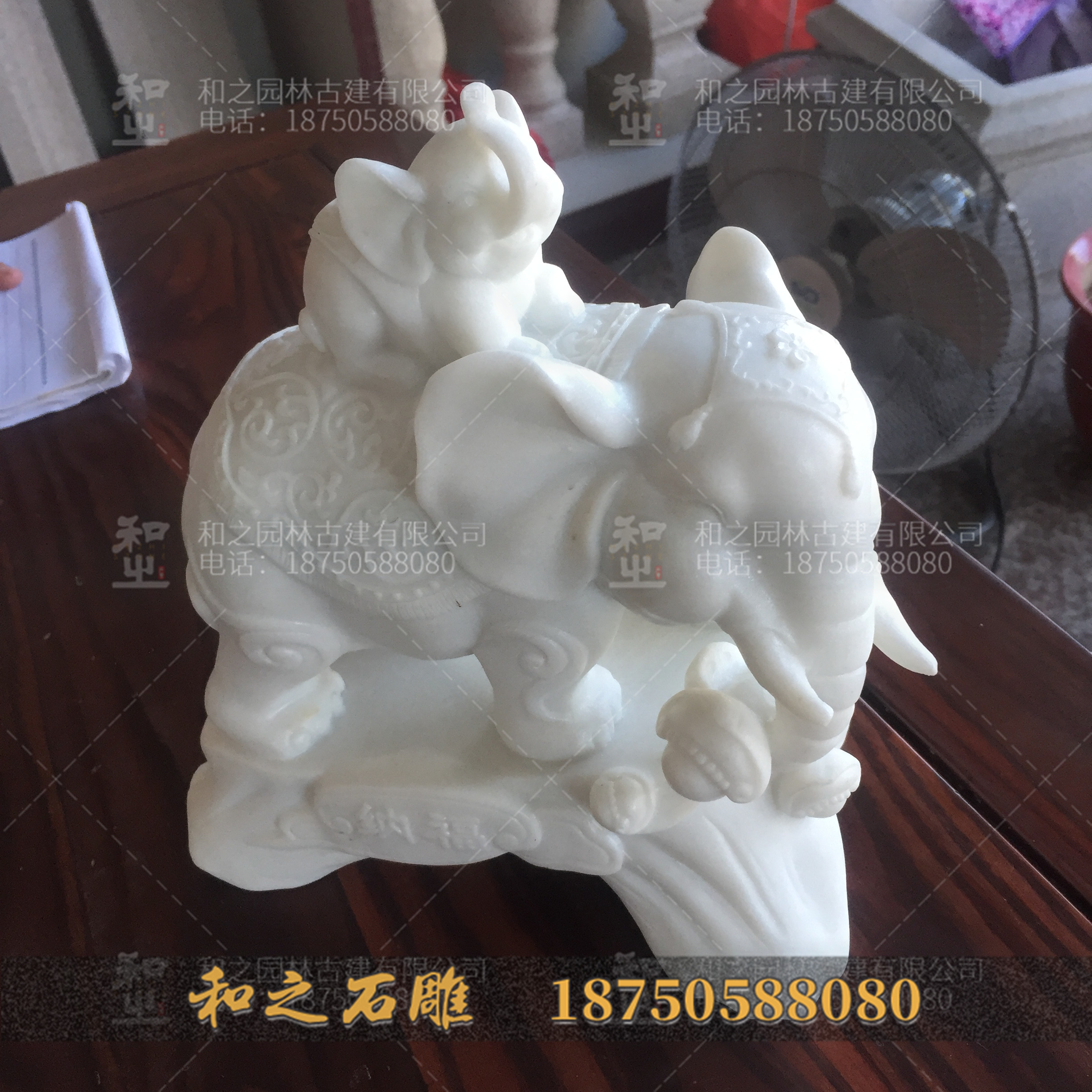 汉白玉大象石雕