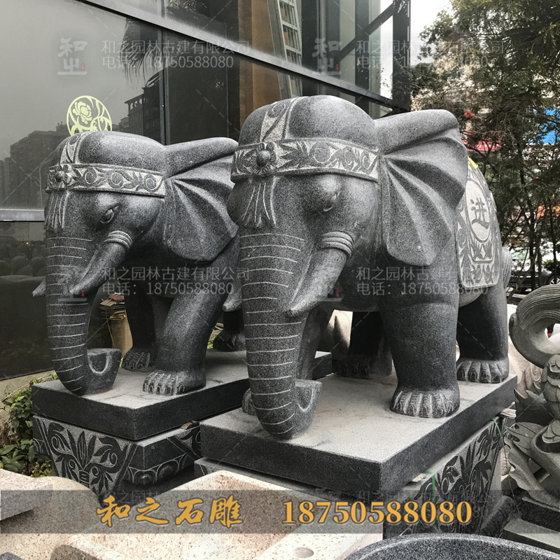 芝麻黑石雕大象