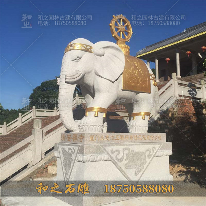 寺院六牙大象石雕
