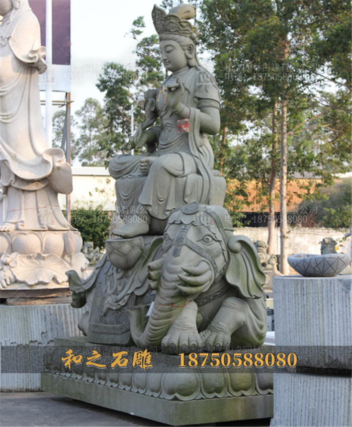 青石普贤菩萨雕像