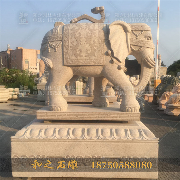 六牙白象石雕