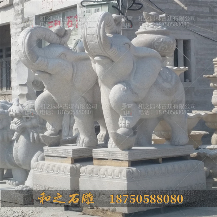 聚宝盆石雕大象