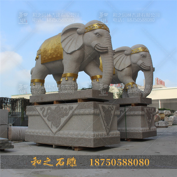 六牙石雕大象