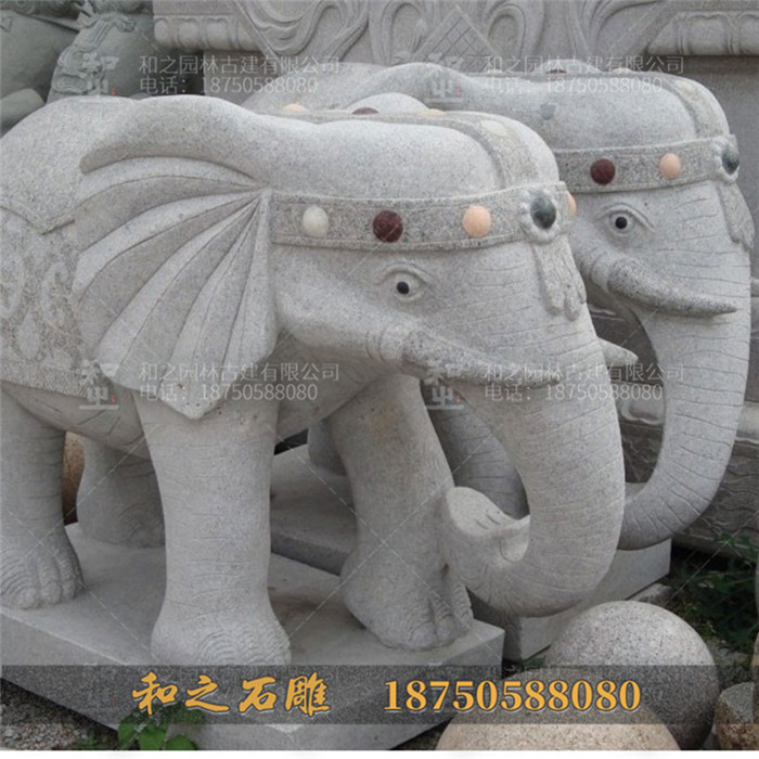 石雕大象公母