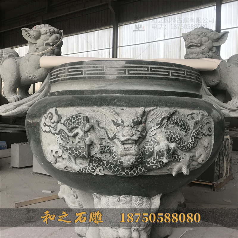 圆形石雕香炉 圆形石雕香炉