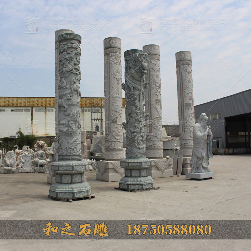 花岗岩石雕龙柱 花岗岩石雕龙柱
