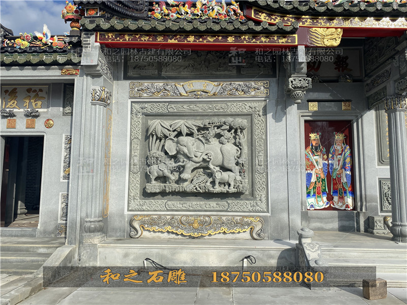 狮象浮雕壁堵