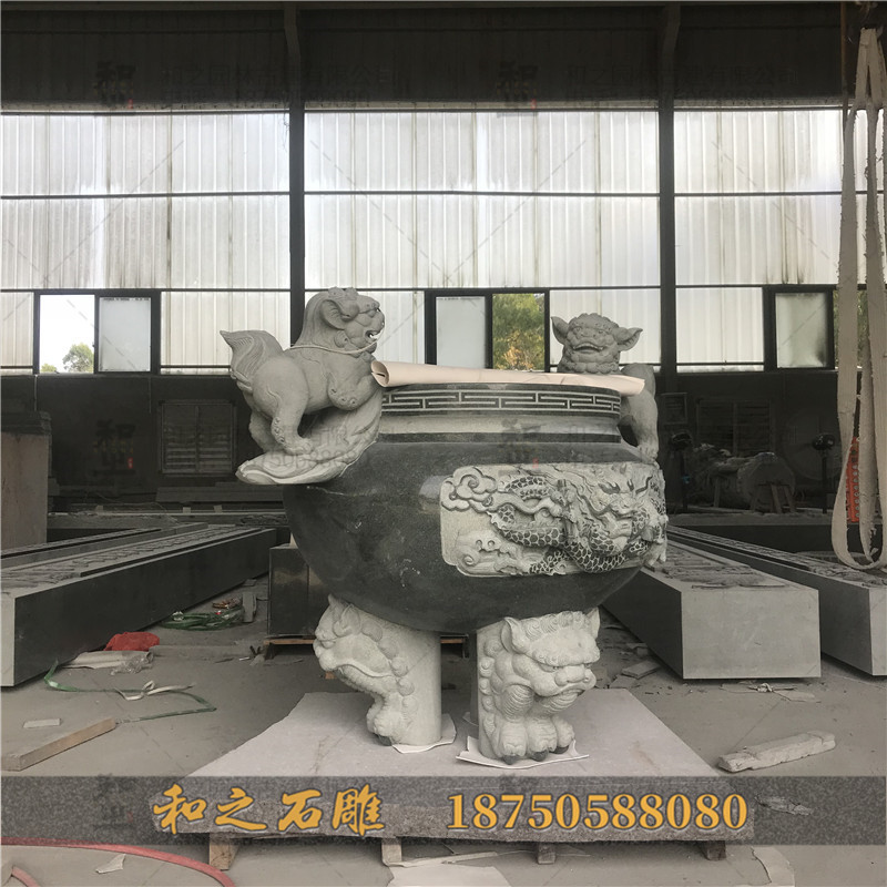 圆形石雕香炉 圆形石雕香炉